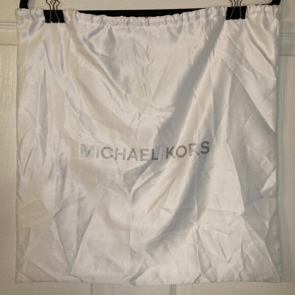 Michael Kors Large Logo Woven Dust Bag - White/Silver Text - 18" x 18" - Picture 1 of 4